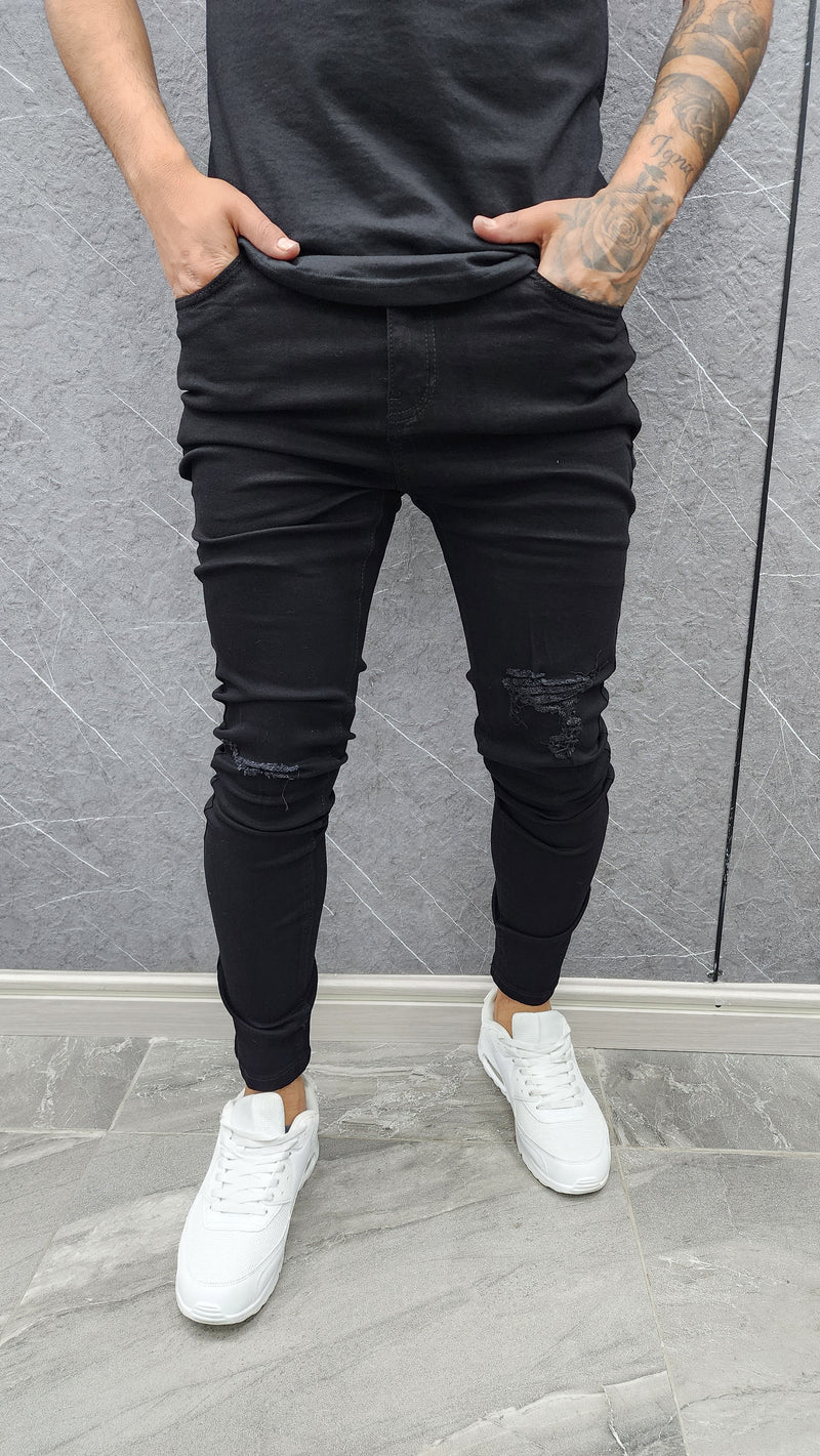 Jeans Destroyed Negro - Vista frontal