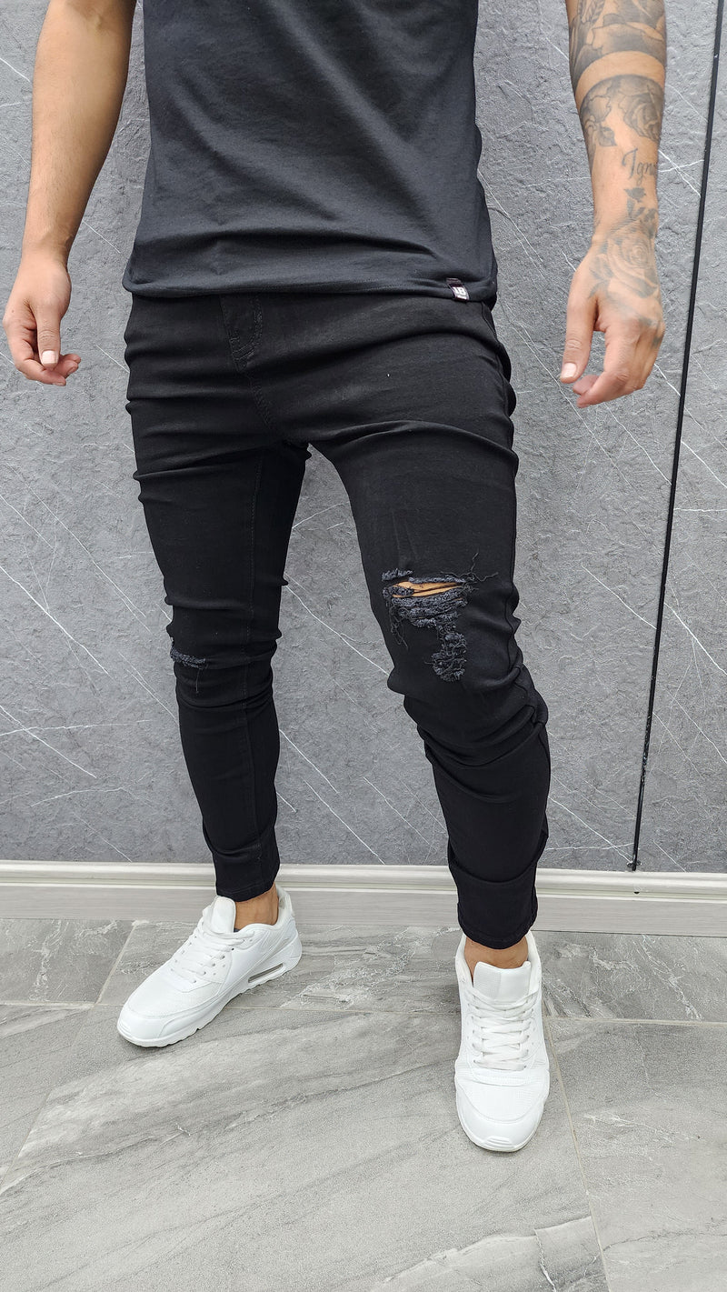 Jeans Destroyed Negro - Detalle