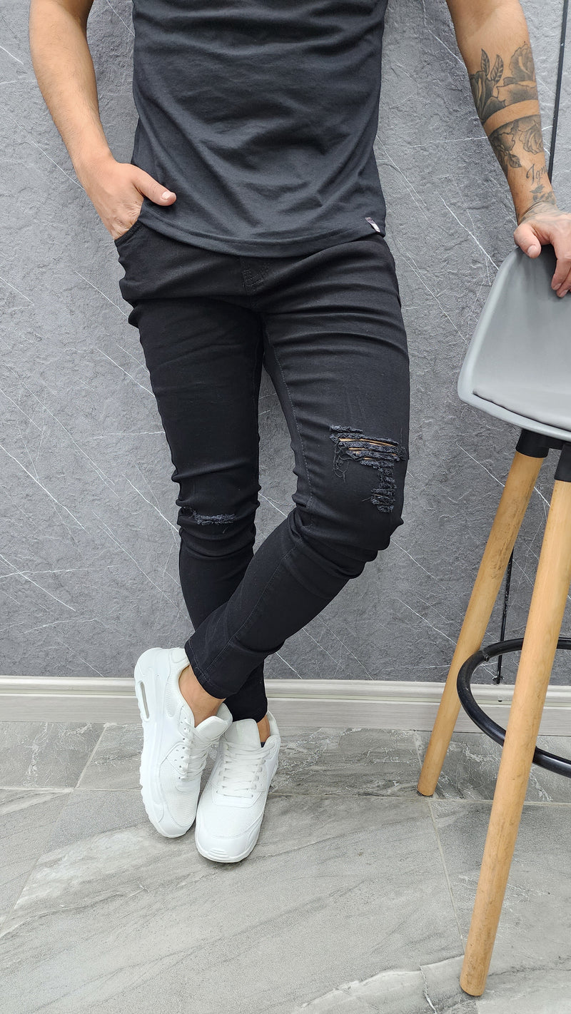 Jeans Destroyed Negro - Vista trasera